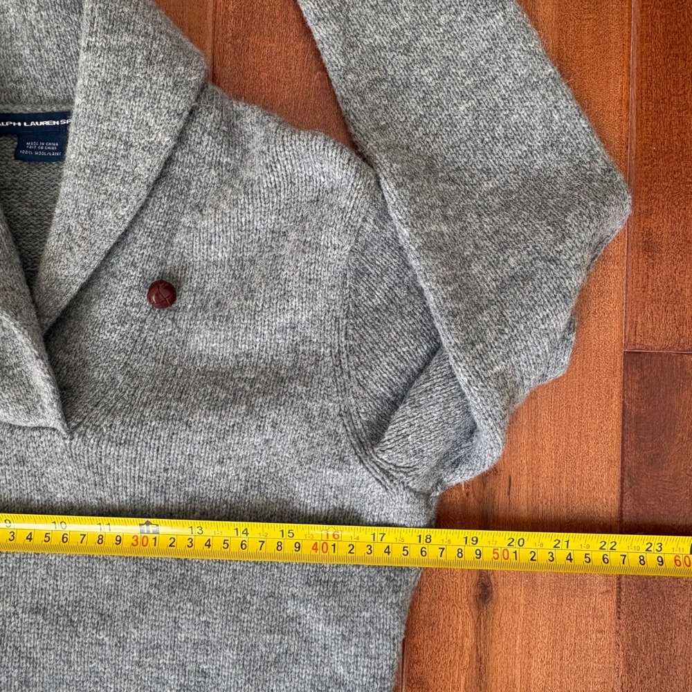 Ralph Lauren Sport Shawl Collar Sweater, Womens Large Gray - Picture 6 of 8